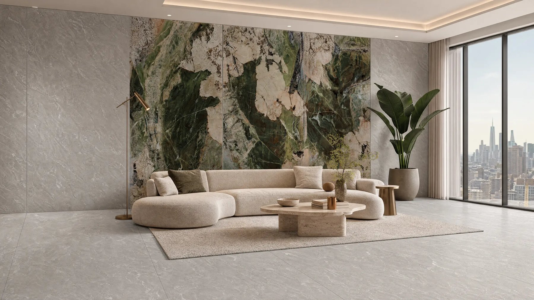 Керамогранит Moss Teal, 120×280 см, 6 мм, полированная