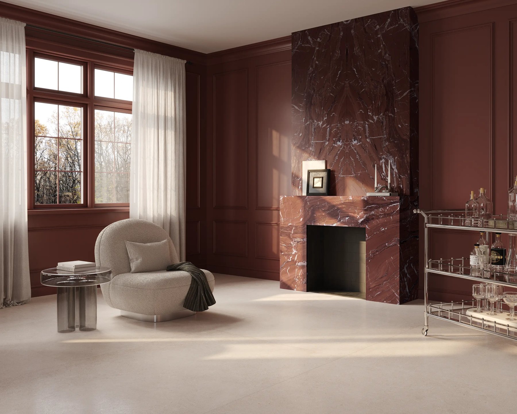Слэб из керамогранита Rosso Cardinale, 163×323 см, 12 мм, матовая (DF), фото 2