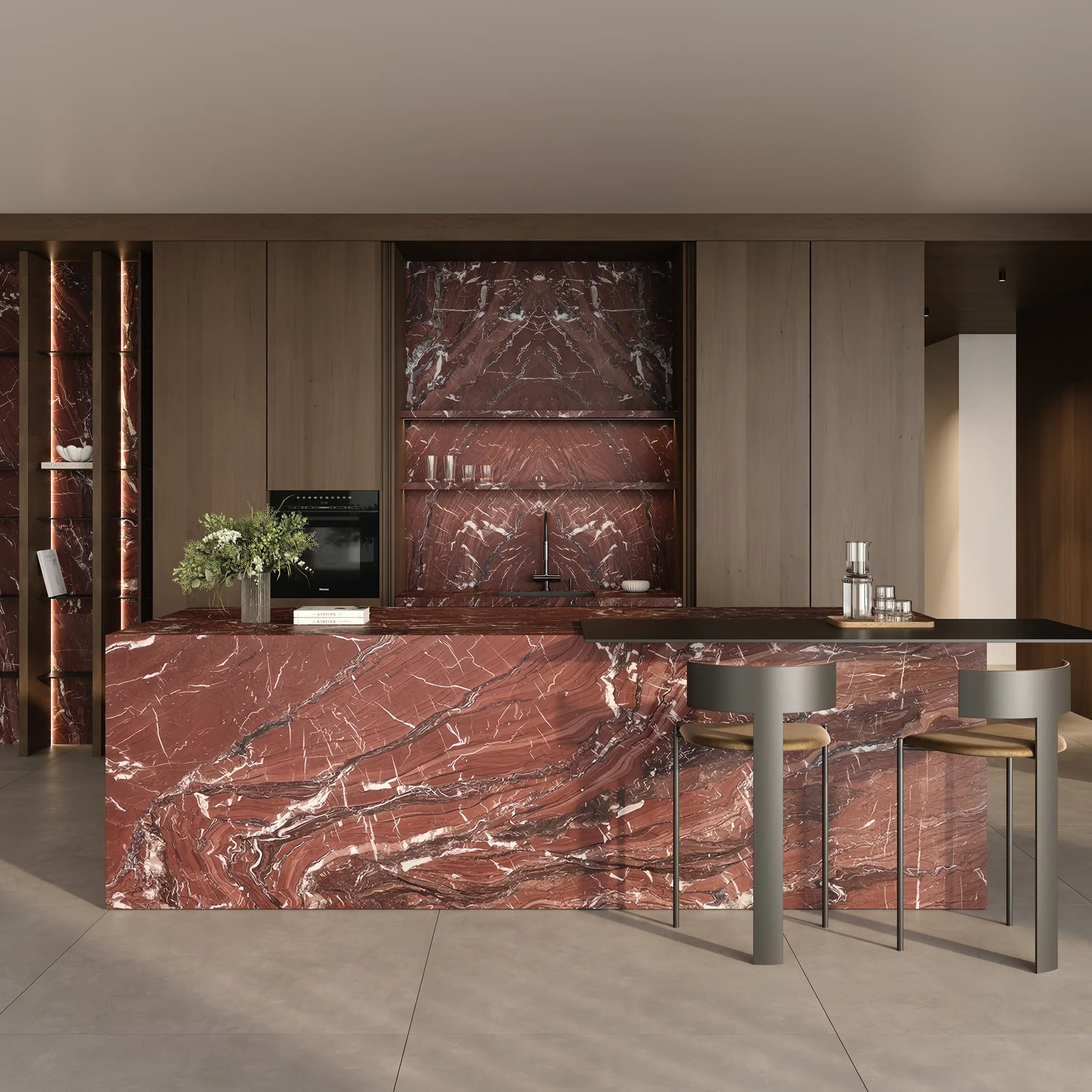 Слэб из керамогранита Rosso Cardinale, 163×323 см, 12 мм, матовая (DF), фото 1