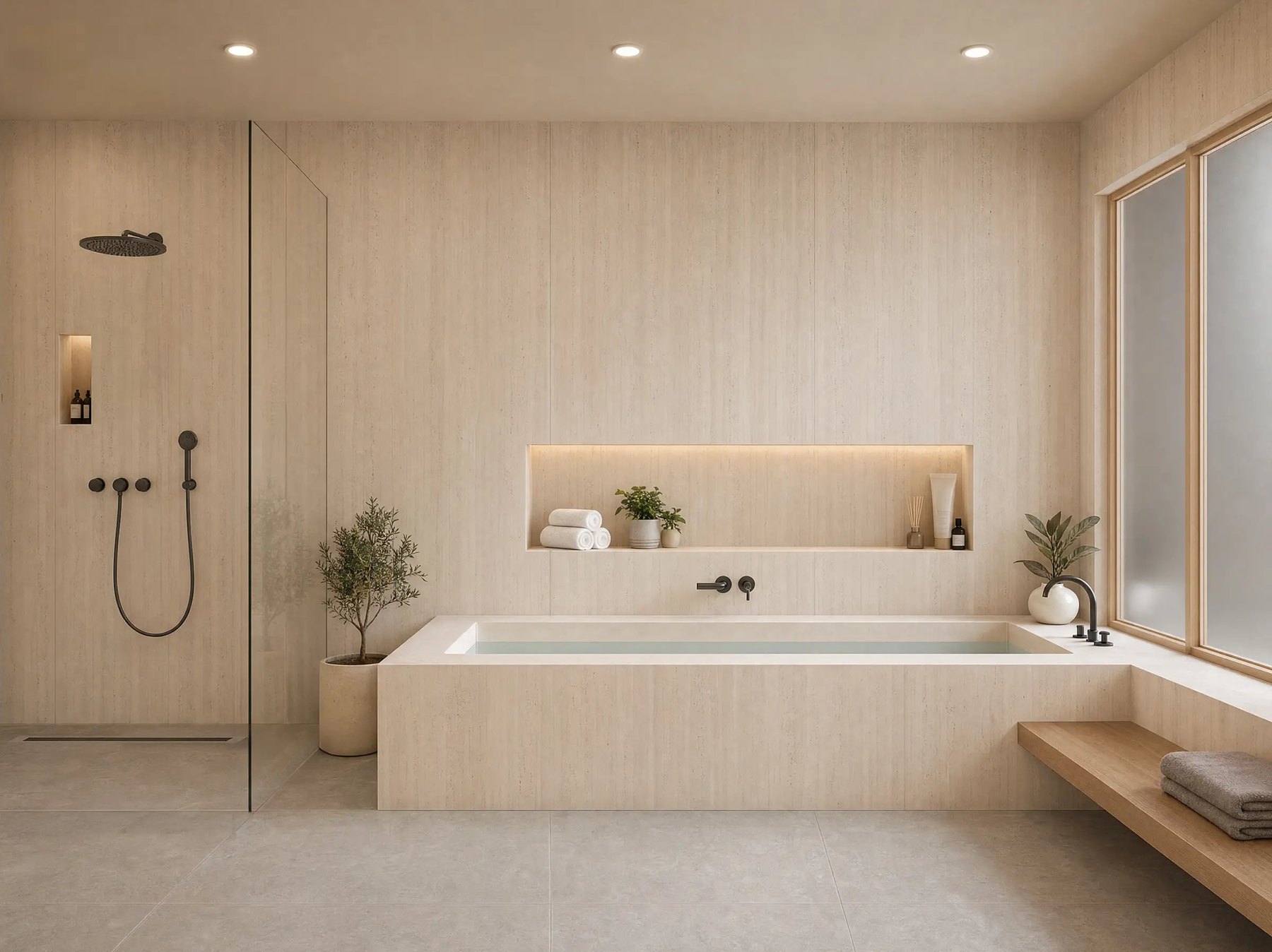 Керамогранит Travertine Ivory, 60×120 см, 8 мм, матовая, фото 4